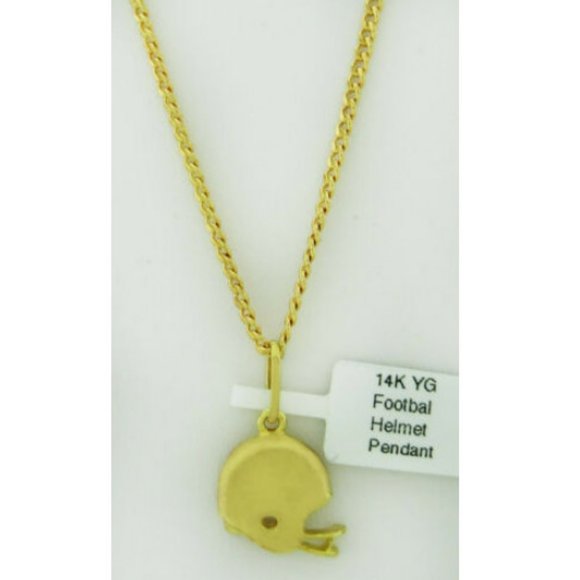 Footbal Helmet Pendant 14K Yellow Gold